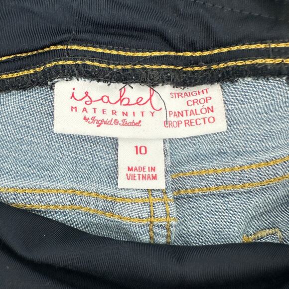 Ingrid and Isabel Straight Crop Distressed Over The Belly Maternity Jeans 10 - Picture 4 of 11